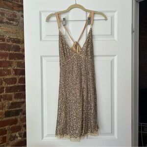 gold sequined mini dress
